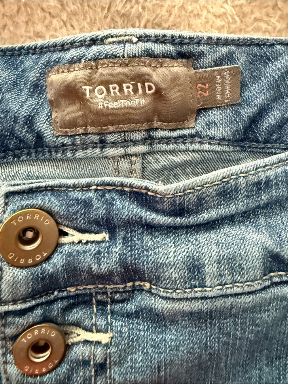 Torrid Size 22 Distressed Denim Shorts High Rise Button Fly Plus Size - Picture 3 of 5